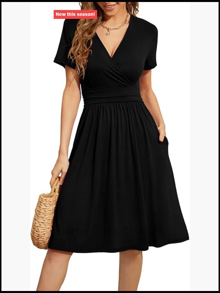Short Sleeve V-Neck Floral A-Line Dress With Pockets
